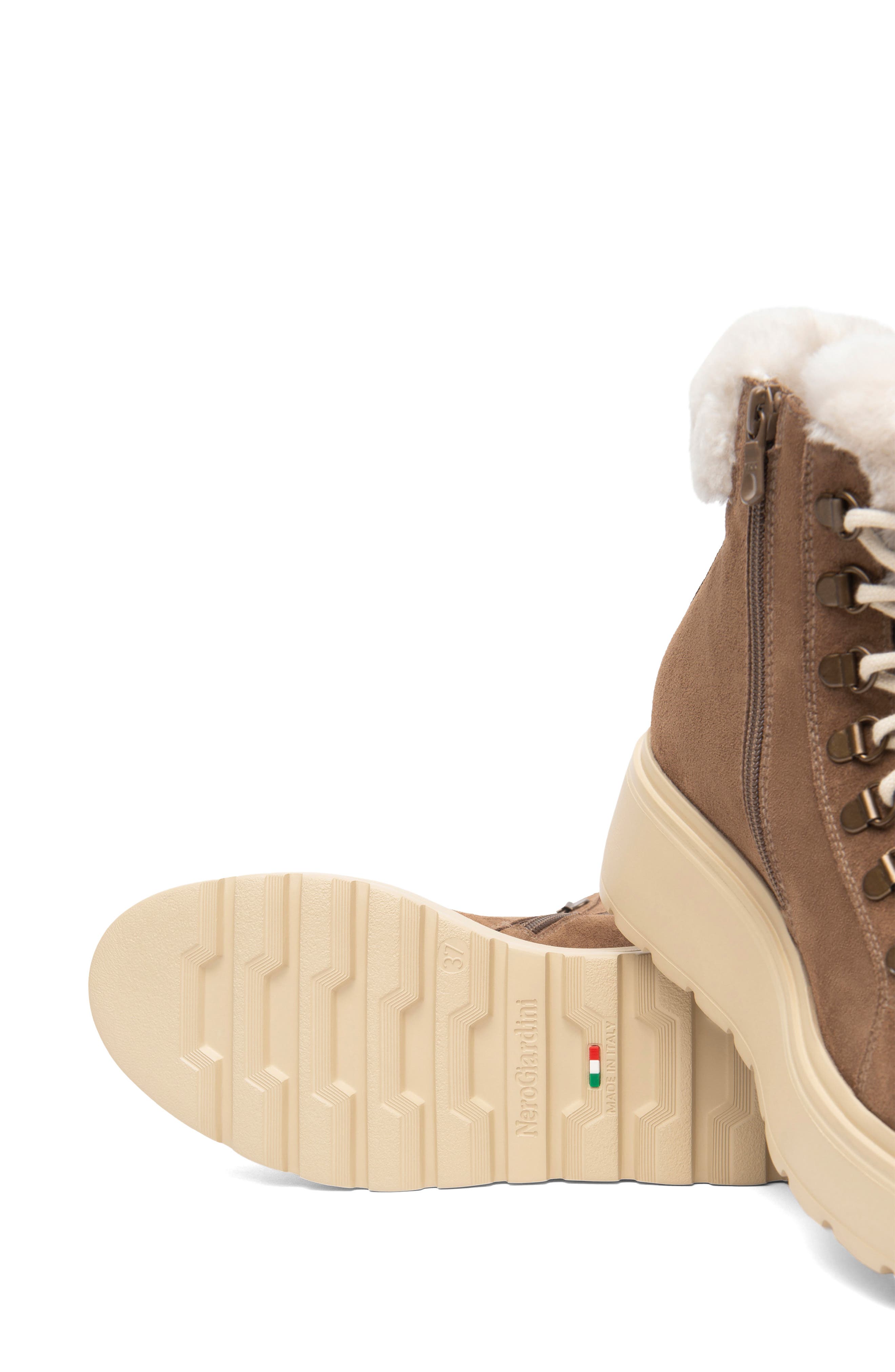 NeroGiardini Faux Shearling Platform Hiker Boot, Alternate, color, 