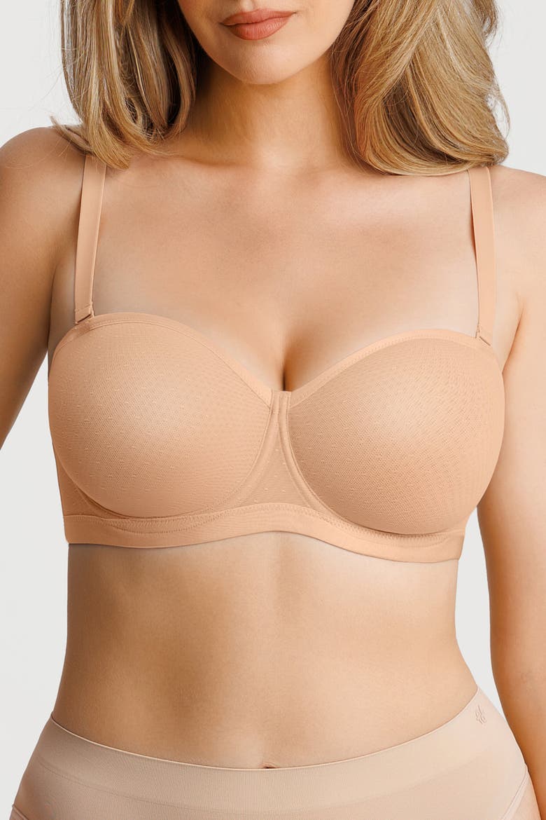 Non-Slip Push-Up Convertible Strapless Adejustable Bra, Alternate, color, Cream