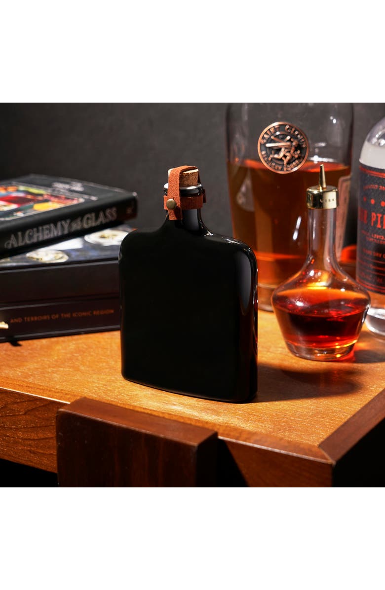 Viski Irving Nautilus 8.5 oz Ceramic Flask, Alternate, color, Black