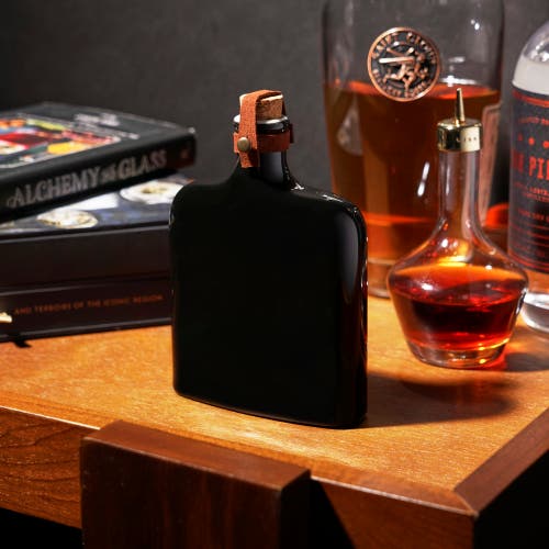 Viski Irving Nautilus 8.5 oz Ceramic Flask In Black