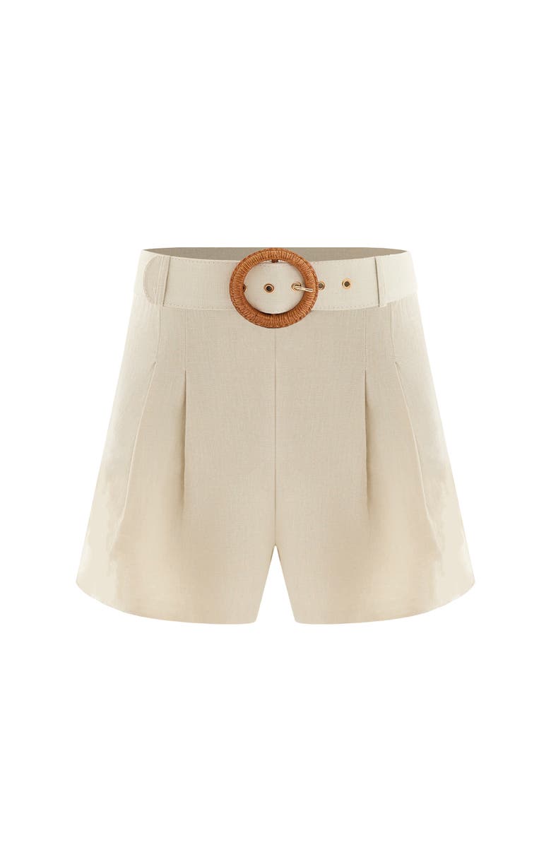 Monlicia Reve 100% Linen Relaxed Fit High-Waist Shorts, Alternate, color, Stone