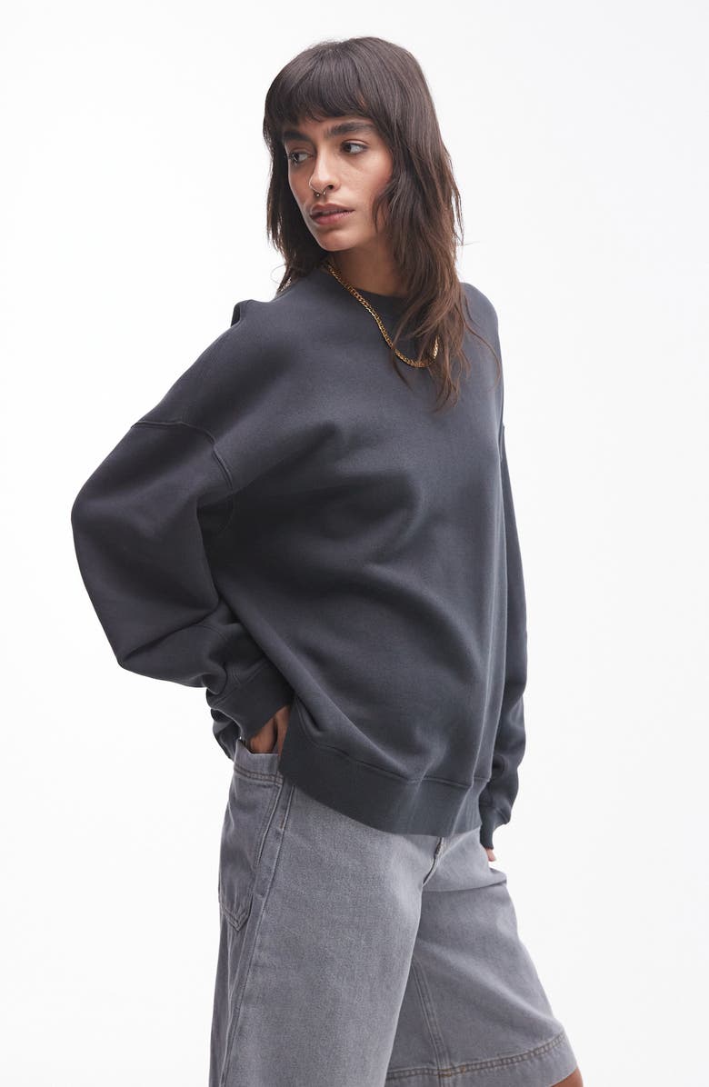 Topshop Premium Seam Cotton Blend Sweatshirt, Main, color,