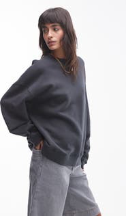 Topshop Premium Seam Cotton Blend Sweatshirt