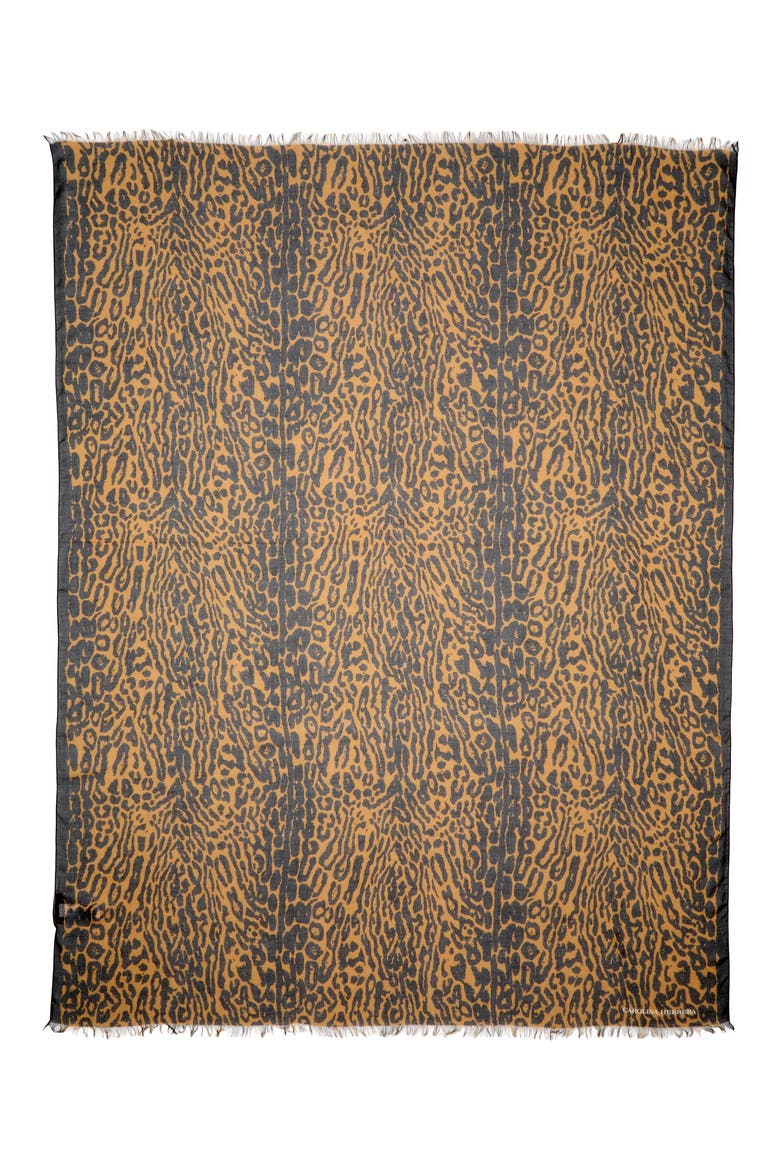 Leopard Print Modal & Cashmere Scarf, Main, color, BLACK/ BROWN