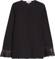 Chloé Lace Cuff Silk Crêpe de Chine Shirt
