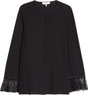 Chloé Lace Cuff Silk Crêpe de Chine Shirt