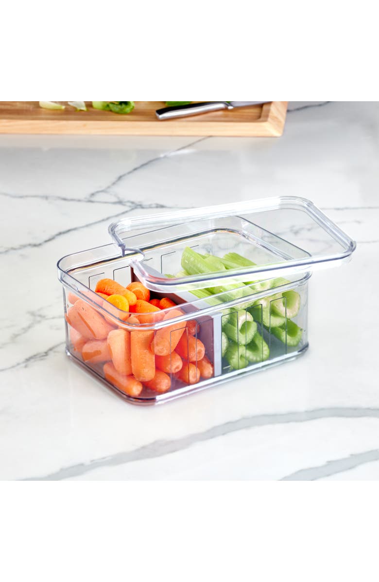 iDesign Small Fridge Bin with Removable Divider - Set of 3 - Clear/Gray, Alternate, color, 