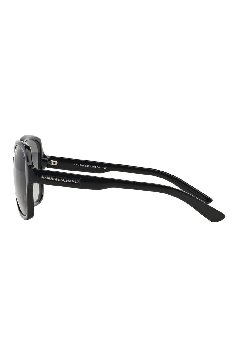 57mm Gradient Square Sunglasses, Alternate, color, BLACK