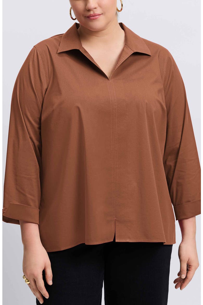 Agnes Non-Iron Smocked Cuff Blouse, Main, color, MACCHIATO