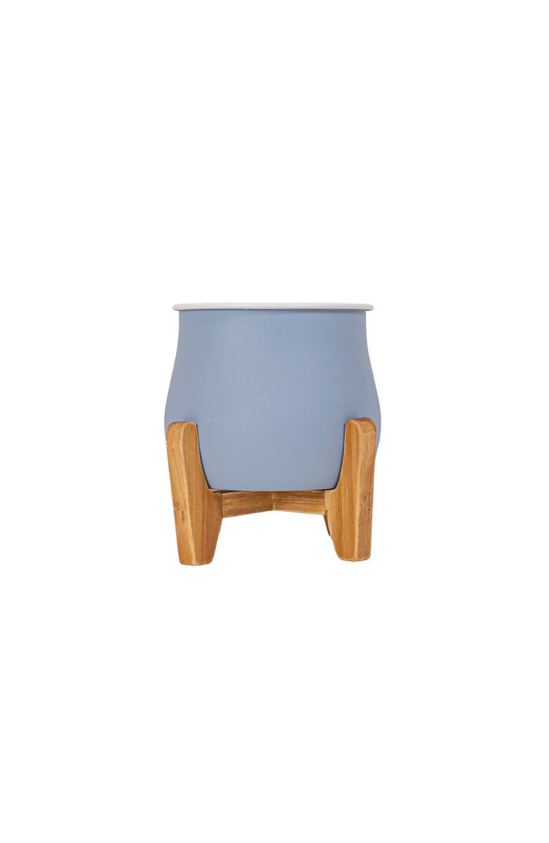 Foreside Home and Garden 6" Decorative Metal Footed Belle Blue Indoor Planter Pot, Main, color, Blue