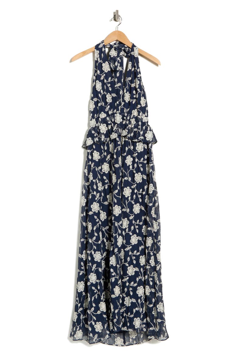 Lily Genevieve Maxi Halter Dress, Alternate, color, SPRING NAVY LILY