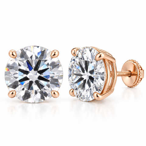 IGI Certified 6 Carat Total Weight D VS1 Round Lab Grown Diamond Stud Earrings in 14K Gold