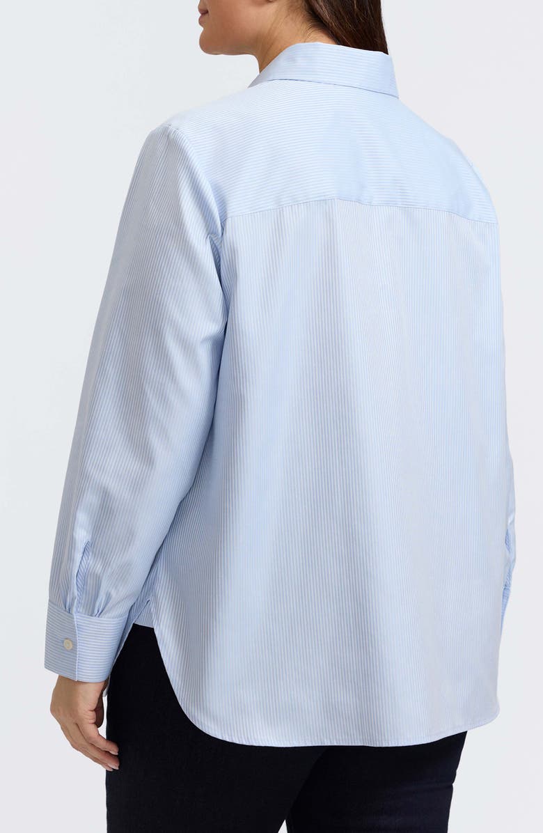 Foxcroft Meghan Stripe Embroidered Cotton Button-Up Shirt, Alternate, color, 