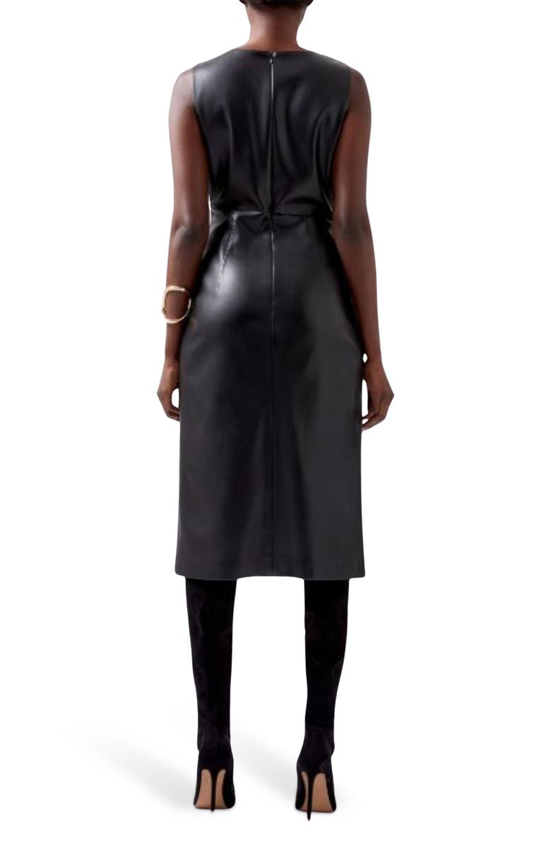 French Connection Elettra Faux Leather Sleeveless Midi Dress, Main, color, Blackout