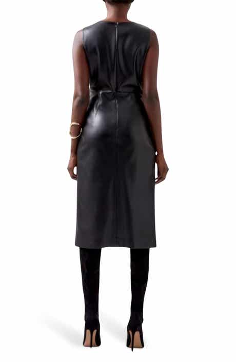 French Connection Elettra Faux Leather Sleeveless Midi Dress