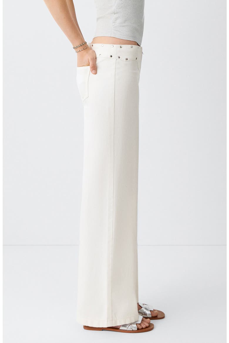 Studded Low Waist Straight Leg Jeans, Alternate, color, OFF WHITE