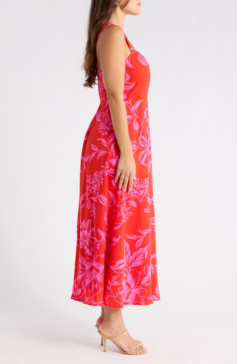 SUGARLIPS Darline Floral Bary Smocked Maxi Dress, Alternate, color, Red-Pink-Combo