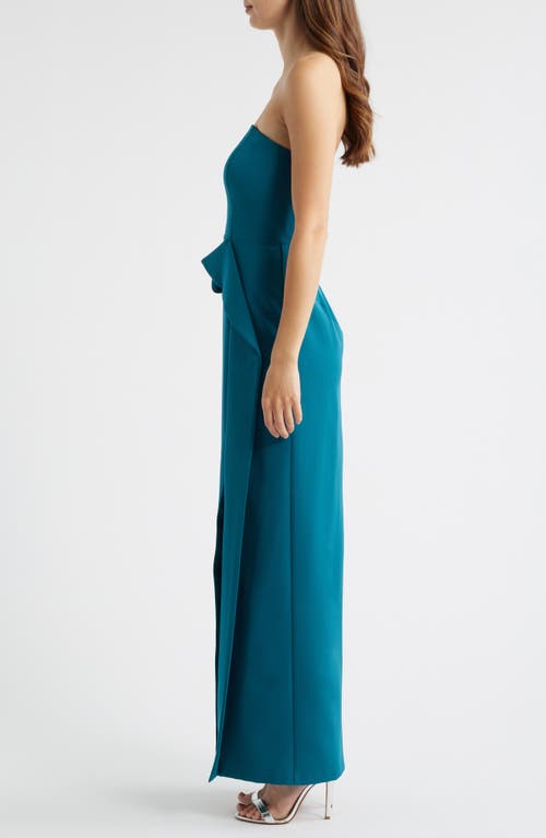 Vince Camuto Laguna Ruffle Detail Strapless Gown In Green