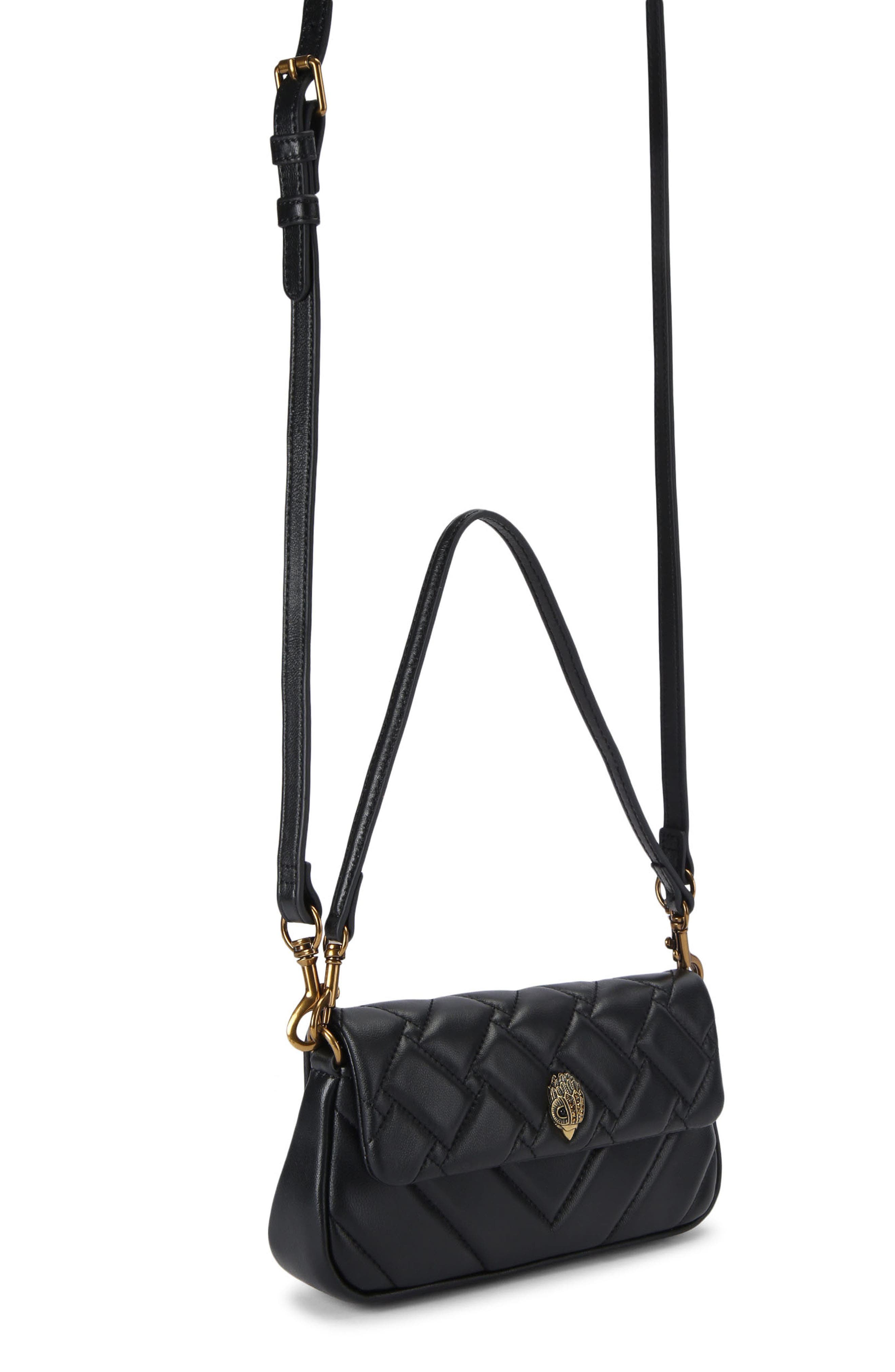 Kurt Geiger London Pickle Quilted Leather Shoulder Bag, Alternate, color, Black