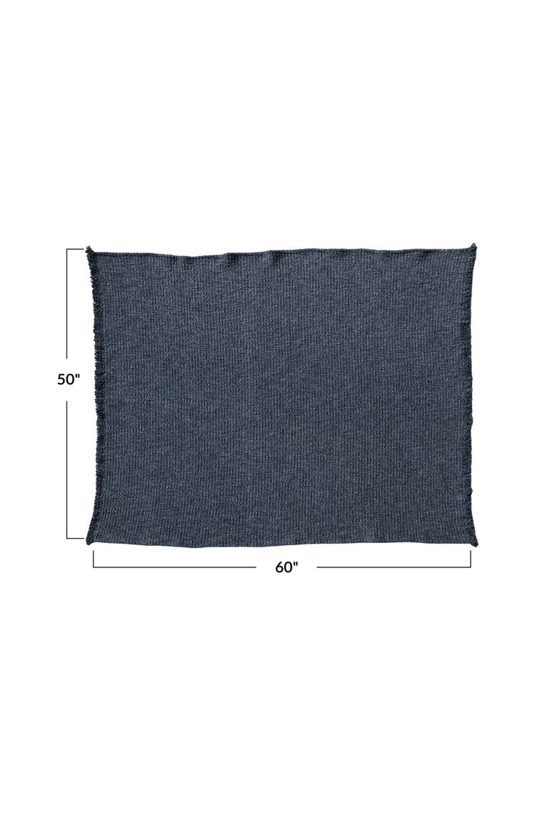 Stonewashed Bouclé Cotton Blend Throw, Charcoal, Alternate, color, Grey