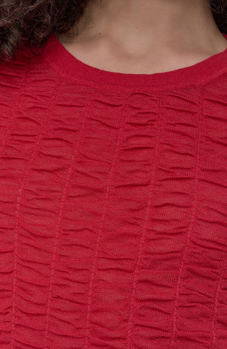 DKNY Superfine Textured Short Sleeve Sweater, Alternate, color, Summer Cherry