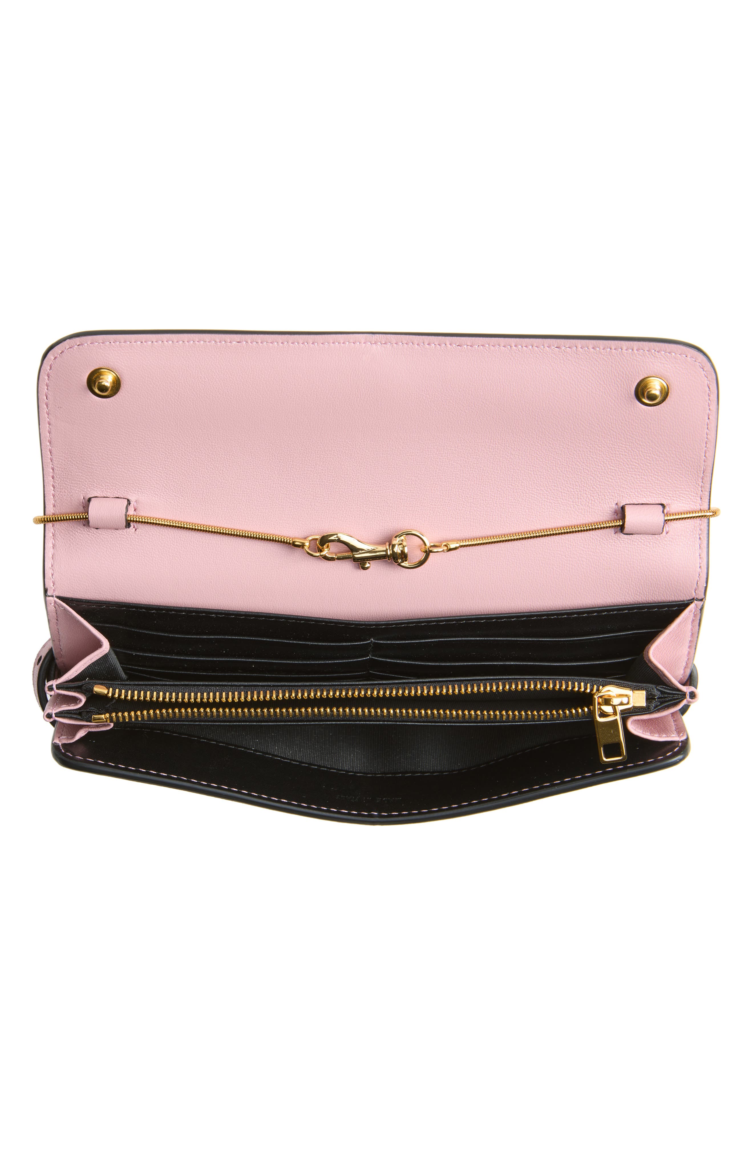 Soft Leather Wallet on a Chain, Alternate, color, PINK
