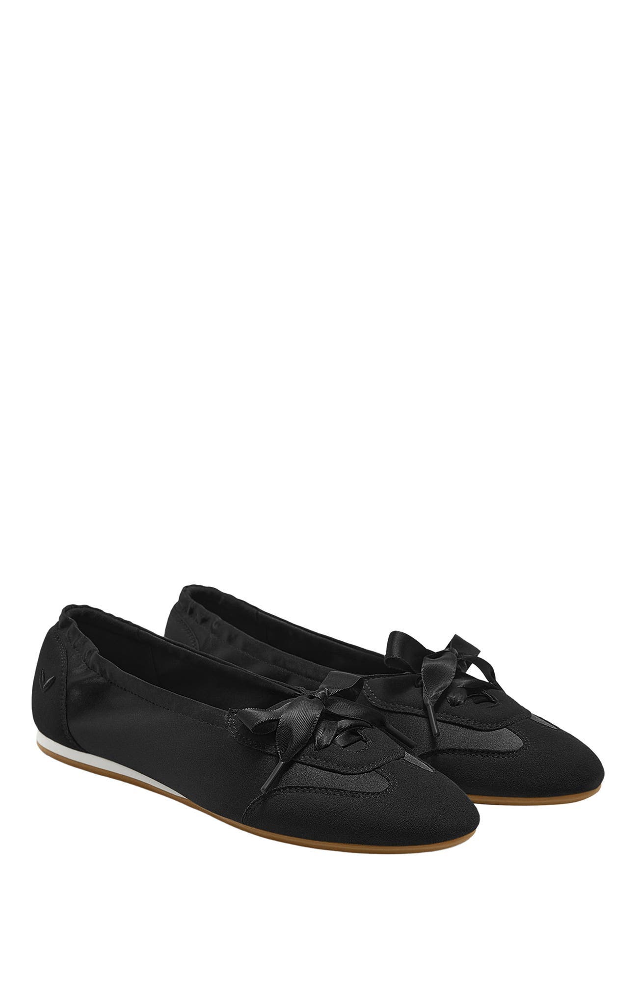 VIVAIA Round-Toe Satin Sneakerina, Main, color, Black