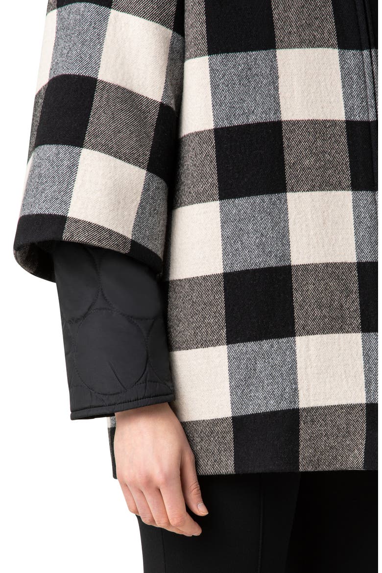 Buffalo Check Car Coat with Removable Quilted Liner, Alternate, color, 093-CHALK-BLACK