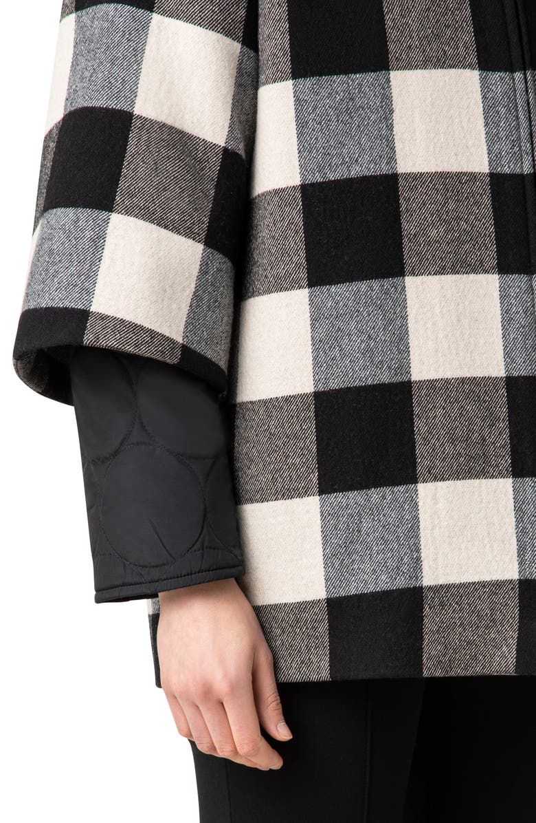 Akris punto Buffalo Check Car Coat with Removable Quilted Liner, Alternate, color, 