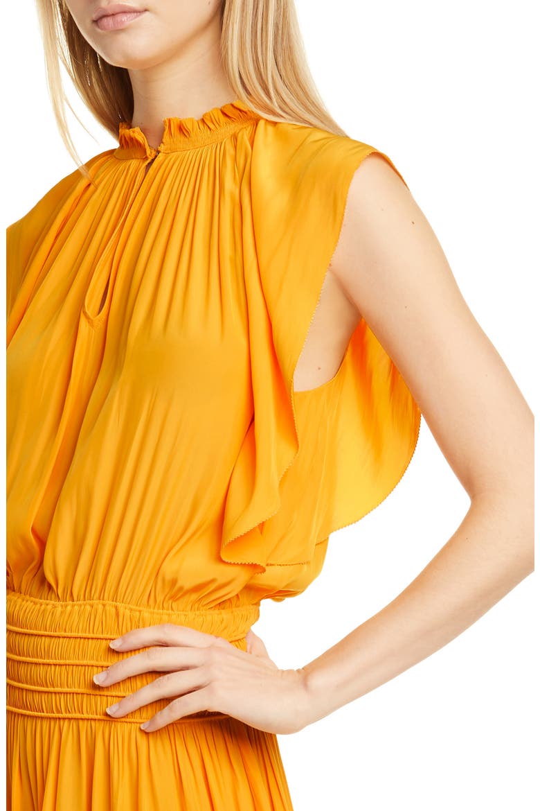 Wren Mock Neck Smocked Midi Dress, Alternate, color, BUTTERCUP