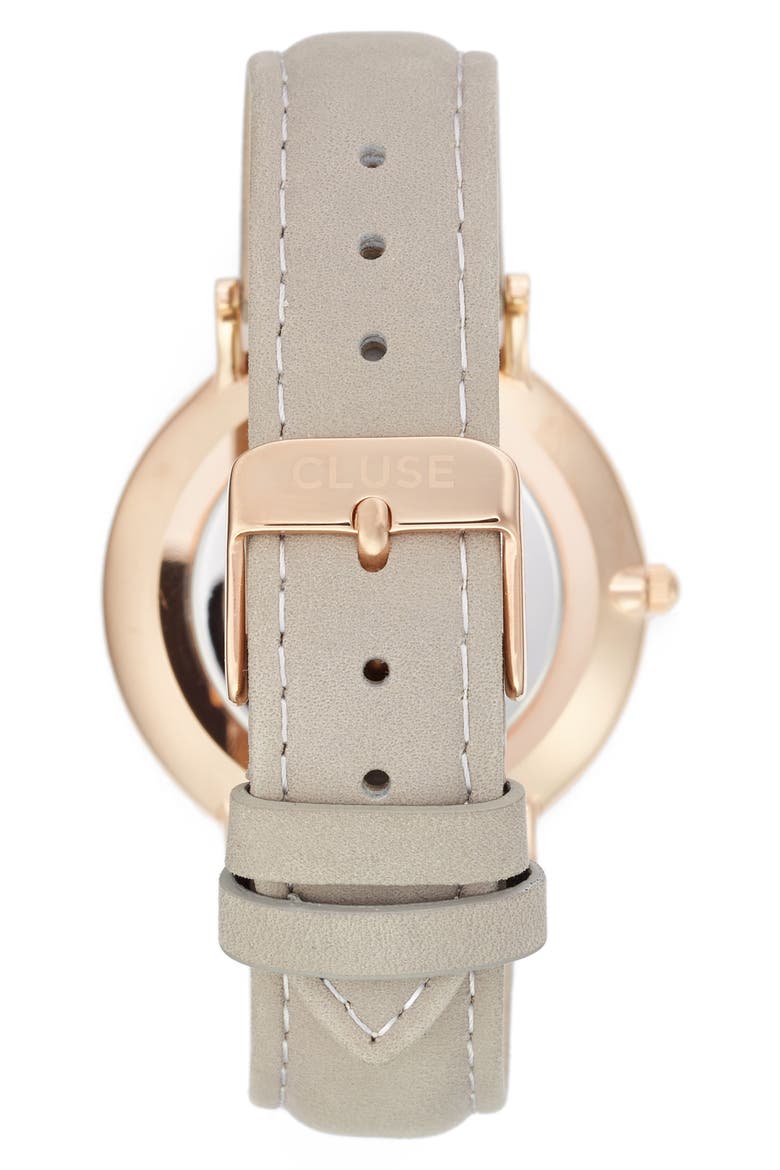 La Bohème Leather Strap Watch, 38mm, Alternate, color, WHITE/GREY