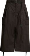 Sacai Weather Coated Cotton Twill Cargo Wide Leg Crop Pants