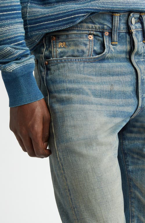 Double Rl Distressed Selvedge Straight Fit Jeans In Milner Wash