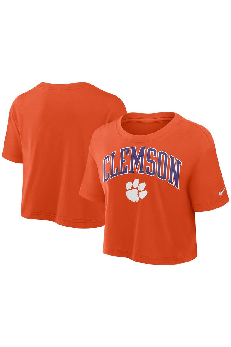 Women's Nike Orange Clemson Tigers Power Pursuit Athletic Prep Arch Performance Cropped T-Shirt, Main, color, Orange