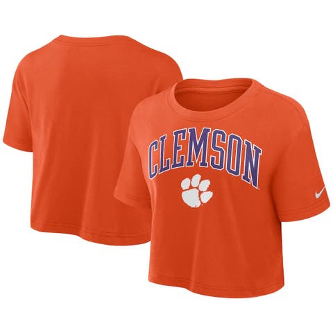 Women's Nike Orange Clemson Tigers Power Pursuit Athletic Prep Arch Performance Cropped T-Shirt