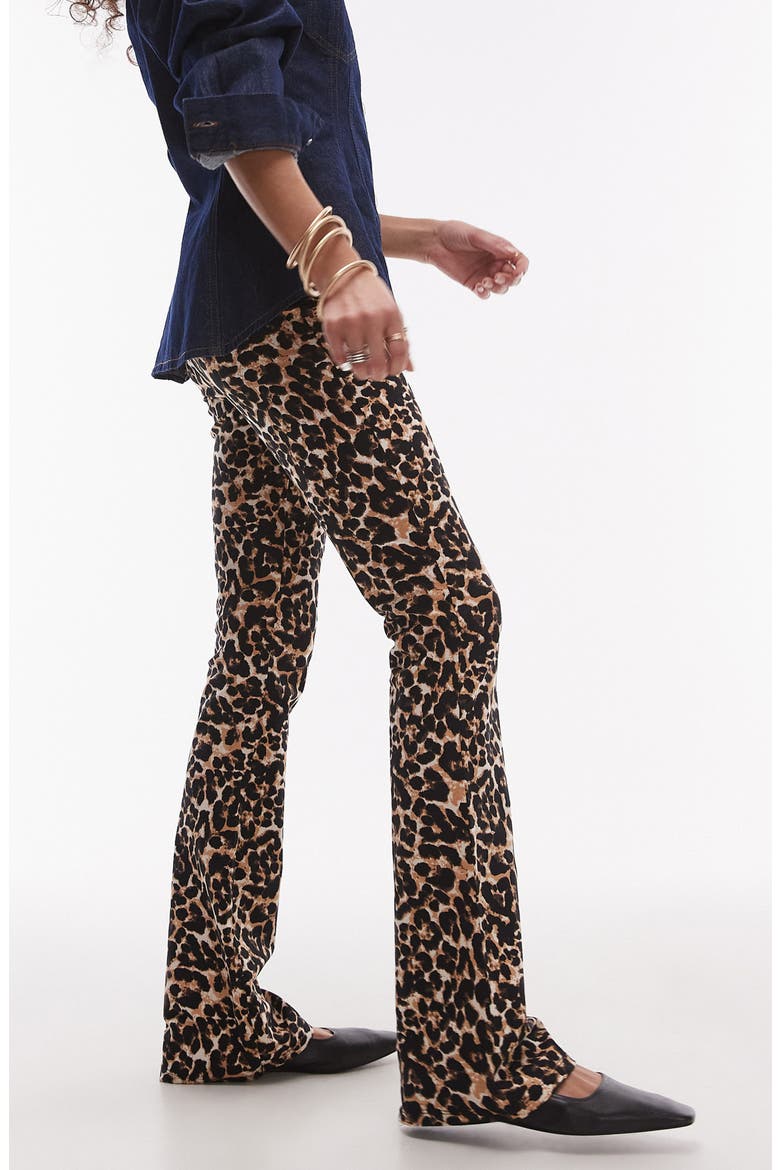 Leopard Print Bootcut Pants, Alternate, color, BROWN MULTI