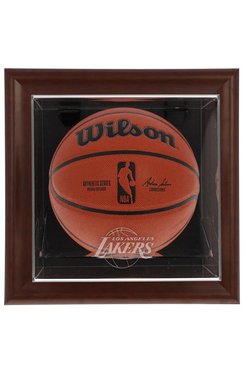 FANATICS AUTHENTIC Los Angeles Lakers Brown Framed Wall-Mountable Team Logo Basketball Display Case, Main, color, 