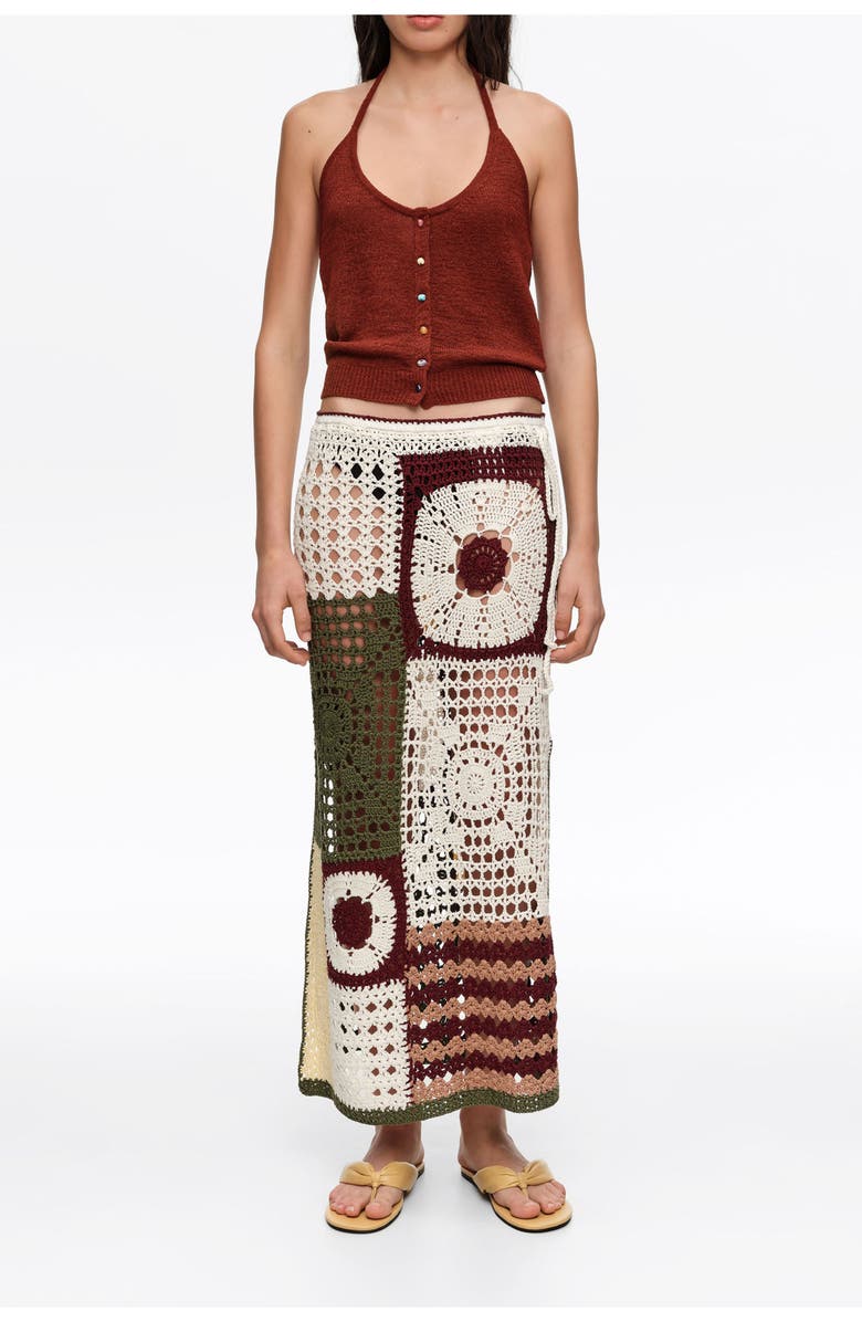 Bimba y Lola Straight Crochet Skirt, Main, color, Dark Green