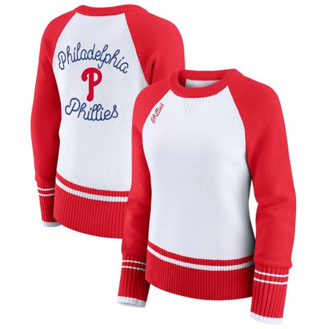 Women's WEAR by Erin Andrews White Philadelphia Phillies Colorblock Raglan Sweater