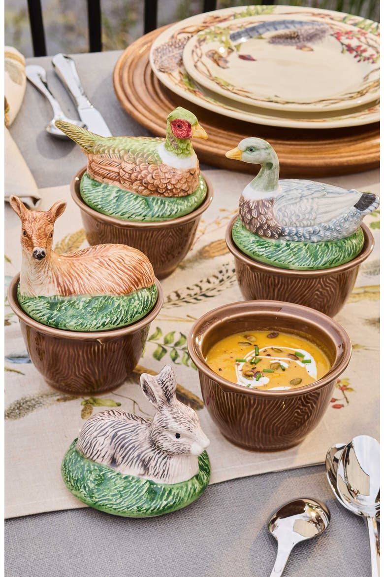 Forest Walk Rabbit Covered Bowl, Alternate, color, MULTI