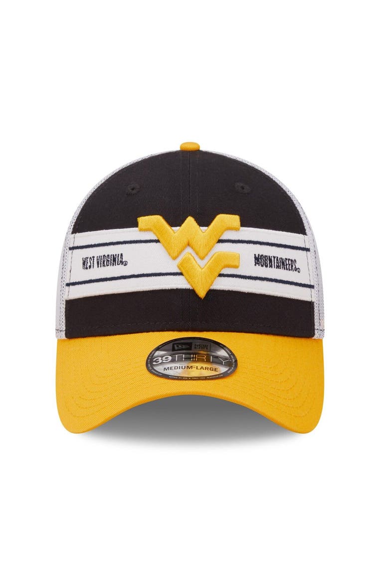 Men's New Era Navy/Gold West Virginia Mountaineers Banded 39THIRTY Flex Hat, Alternate, color, Navy