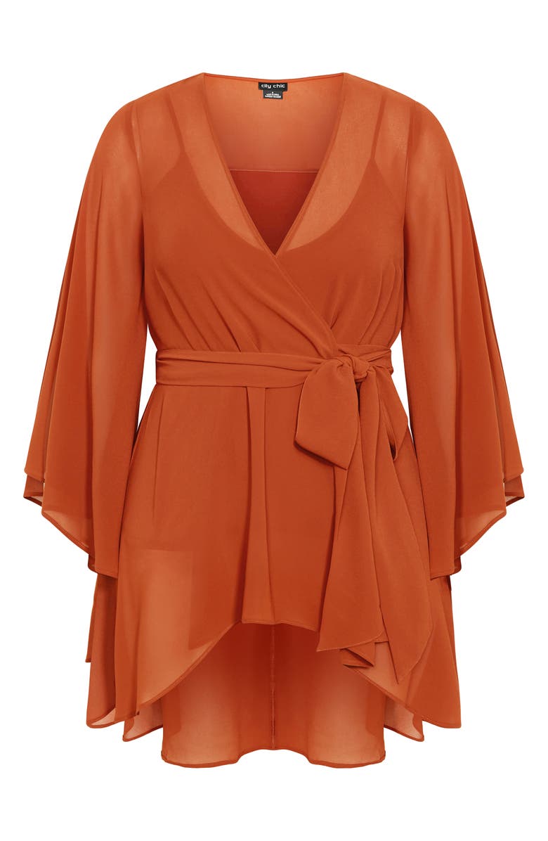 City Chic Wrap Tunic Top, Alternate, color, Honey