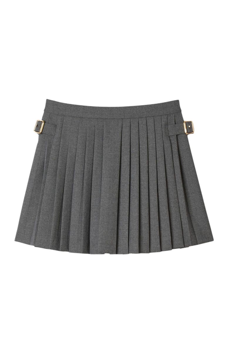 SANDRO Buckle accent pleated skort, Alternate, color, Grey