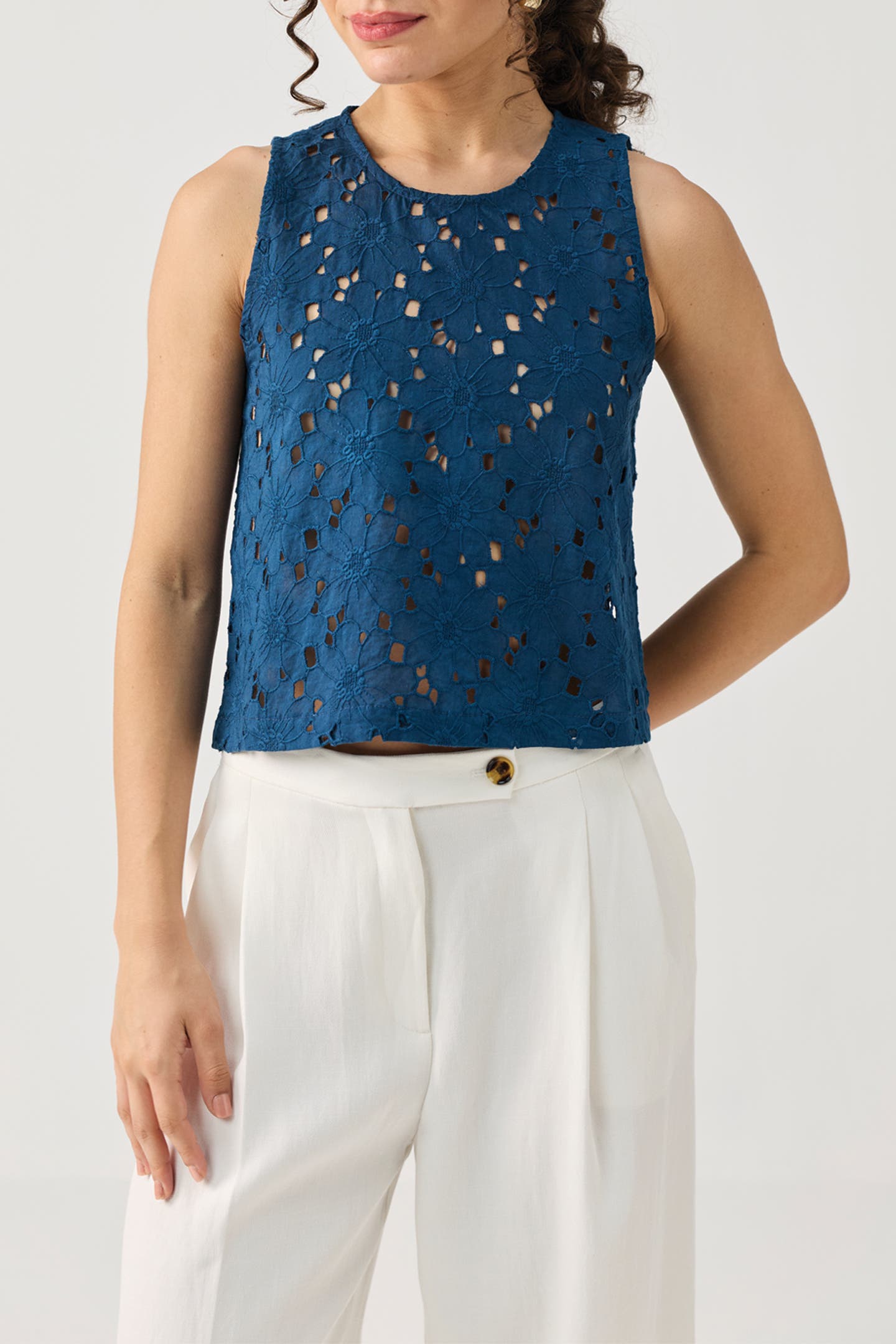 selected Embroidered Cotton Blue