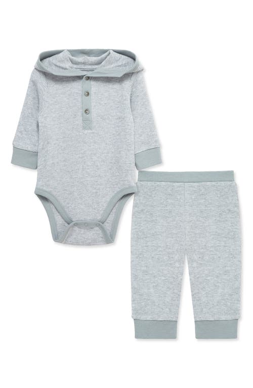 Little Me Waffle Knit Bodysuit & Pants Set In Gray