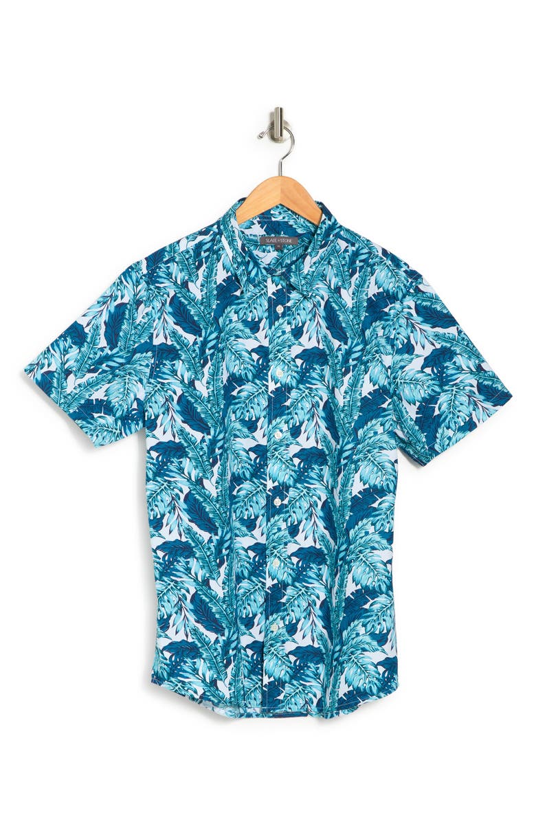 Slate & Stone Foliage Print Short Sleeve Button Front Shirt, Alternate, color,