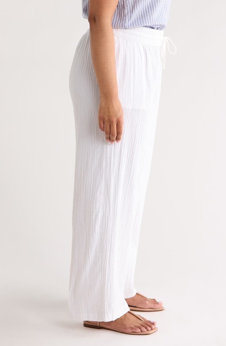 Caslon<sup>®</sup> Wide Leg Cotton Gauze Pants, Alternate, color, White