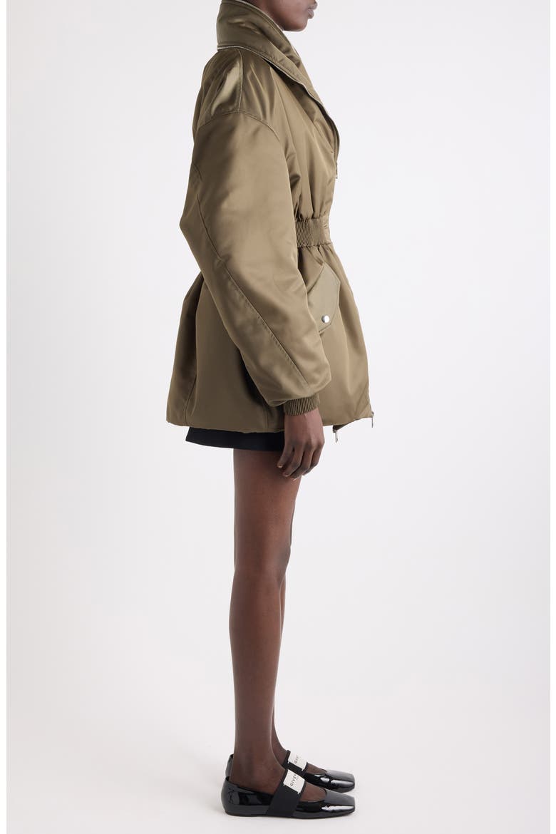 Zip Shawl Collar Long Bomber Jacket, Alternate, color, KHAKI