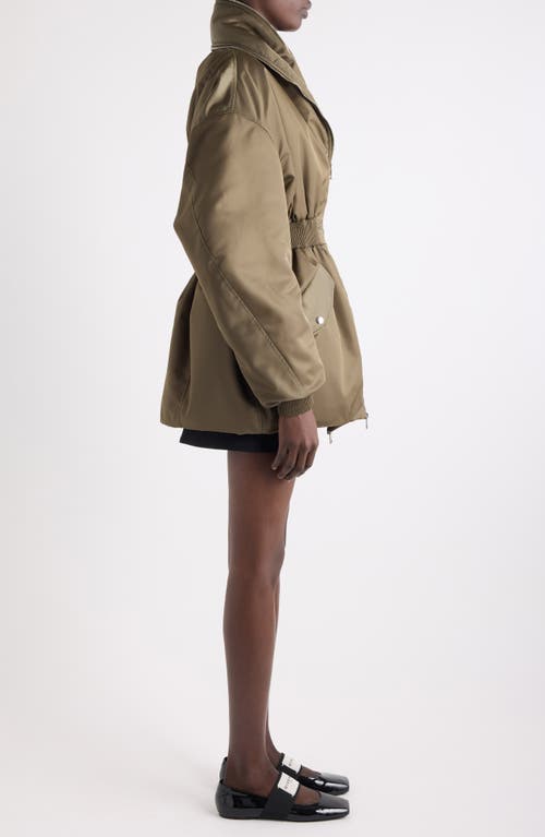Givenchy Zip Shawl Collar Long Bomber Jacket In Brown