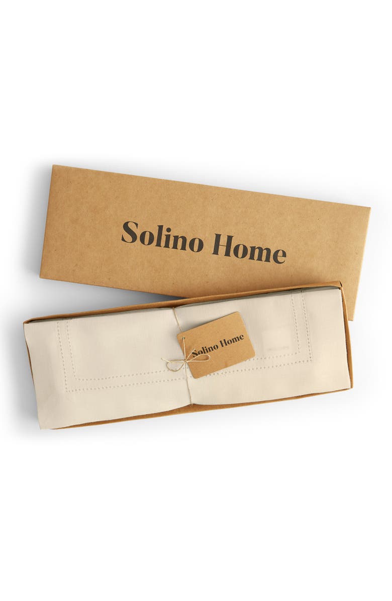 Solino Home Linen Placemats Set of 4, 14 x 19 Inch for Dining Table, Holiday and Everyday Table Decor - Linen Double Hemstitch, Alternate, color, Ivory